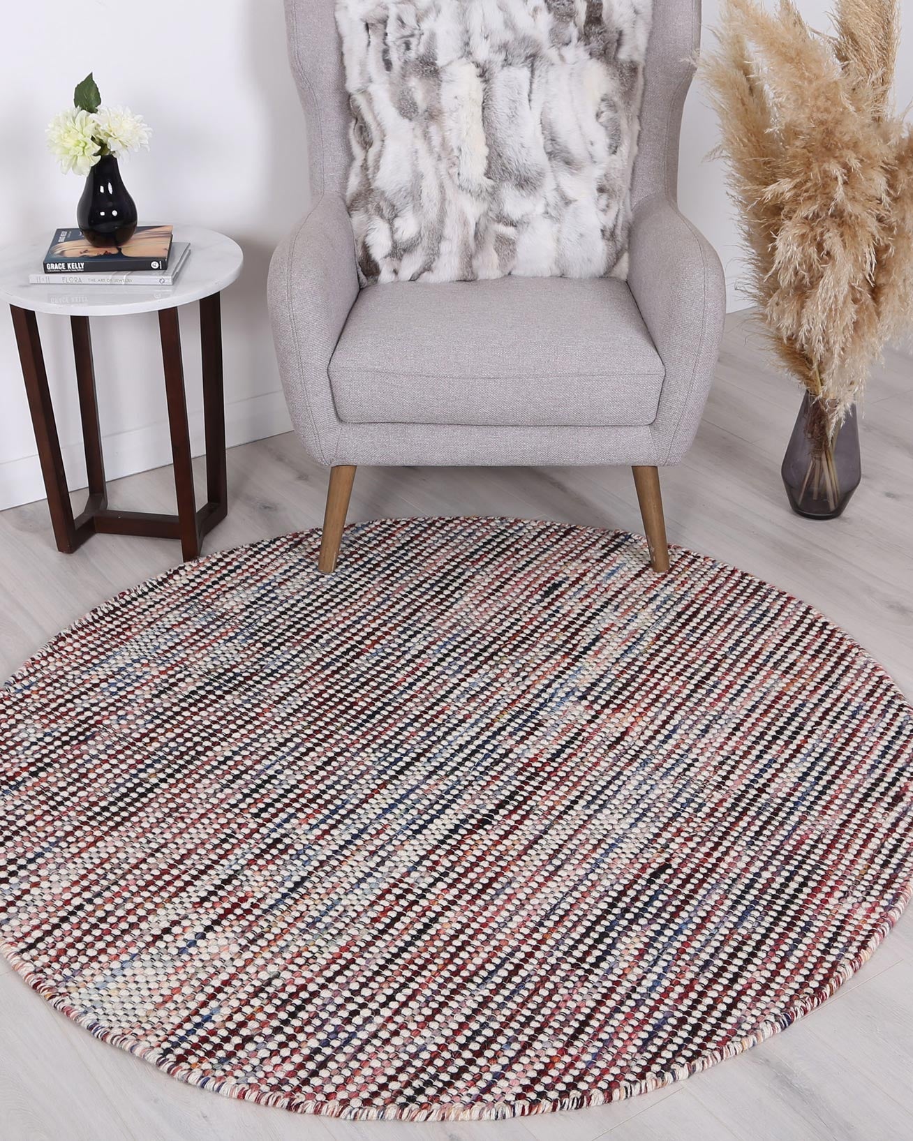 Scandi Multi Reversible Wool Round Rug