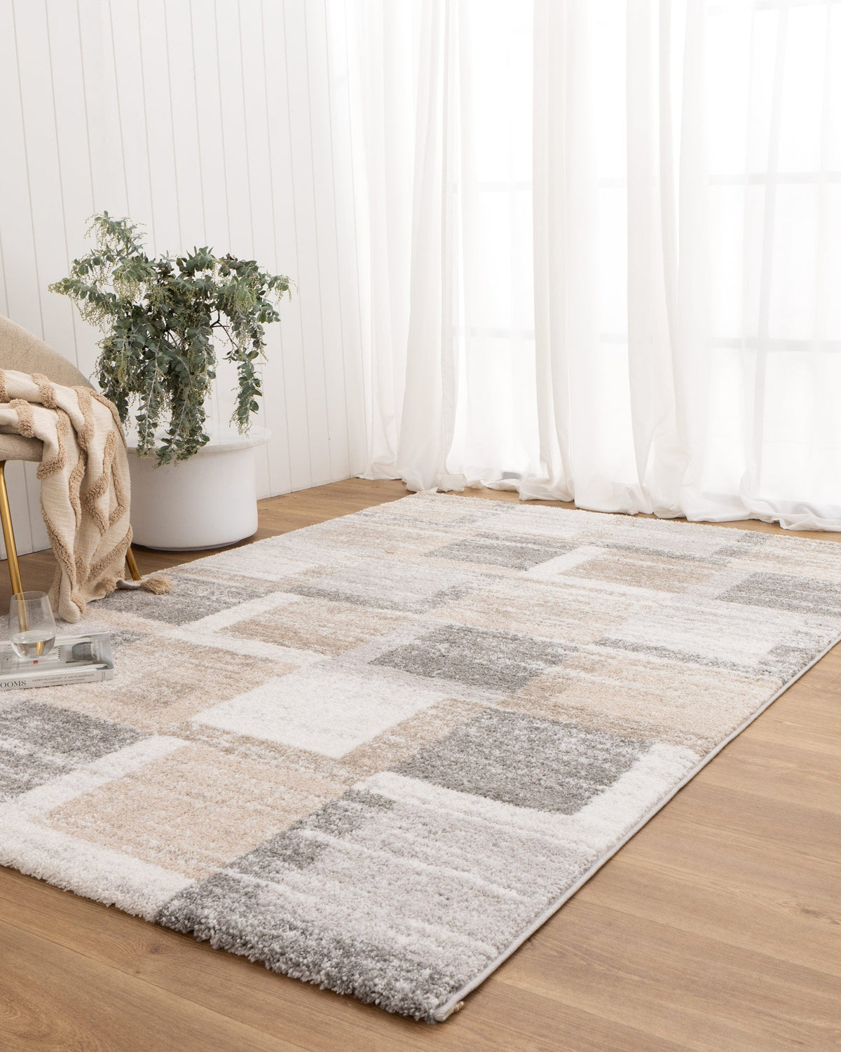 Nola Squares Neutral Rug - N001 - area rug rug from Vogue Rugs Australia