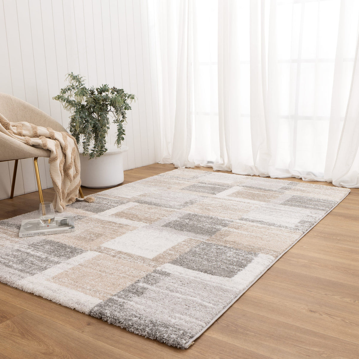 Nola Squares Neutral Rug - N001 - area rug rug from Vogue Rugs Australia