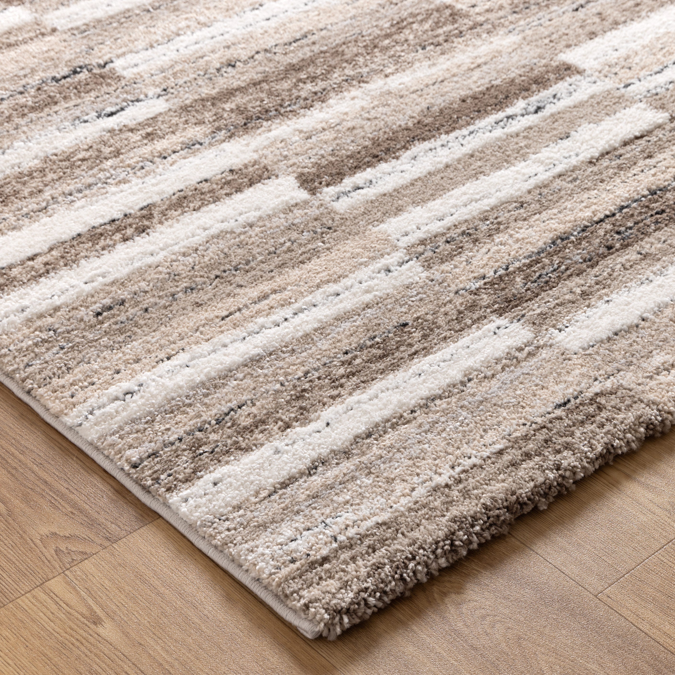 Nola Shapes Beige Brown Rug - N002.