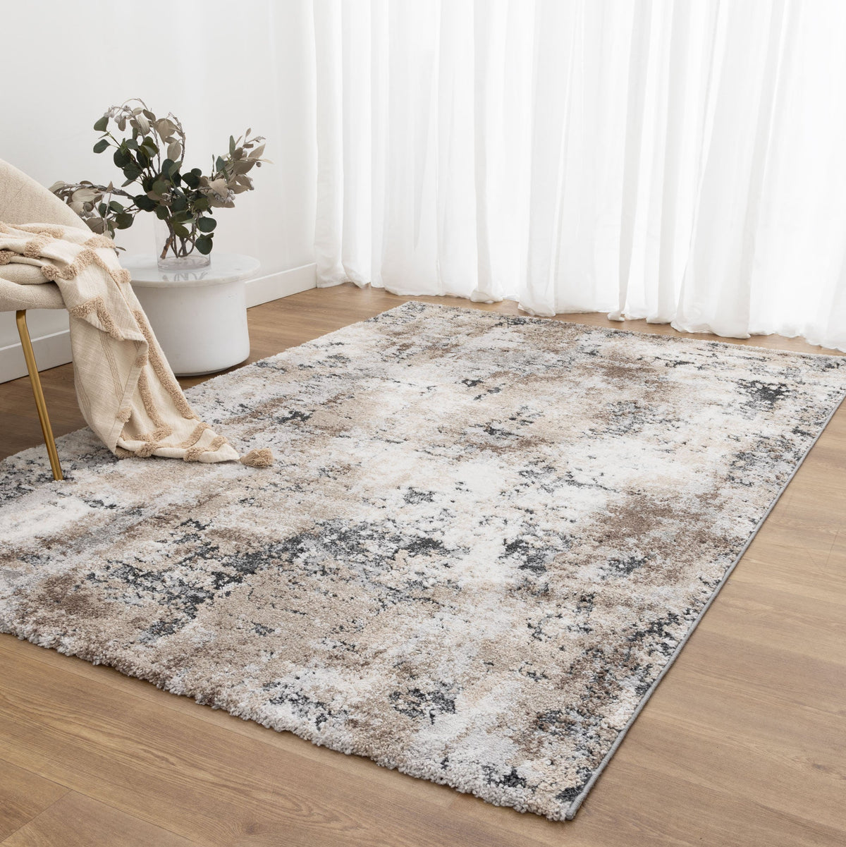 Nola Abstract Grey Beige Rug - N006 - Beige modern abstract rug from Vogue Rugs Australia