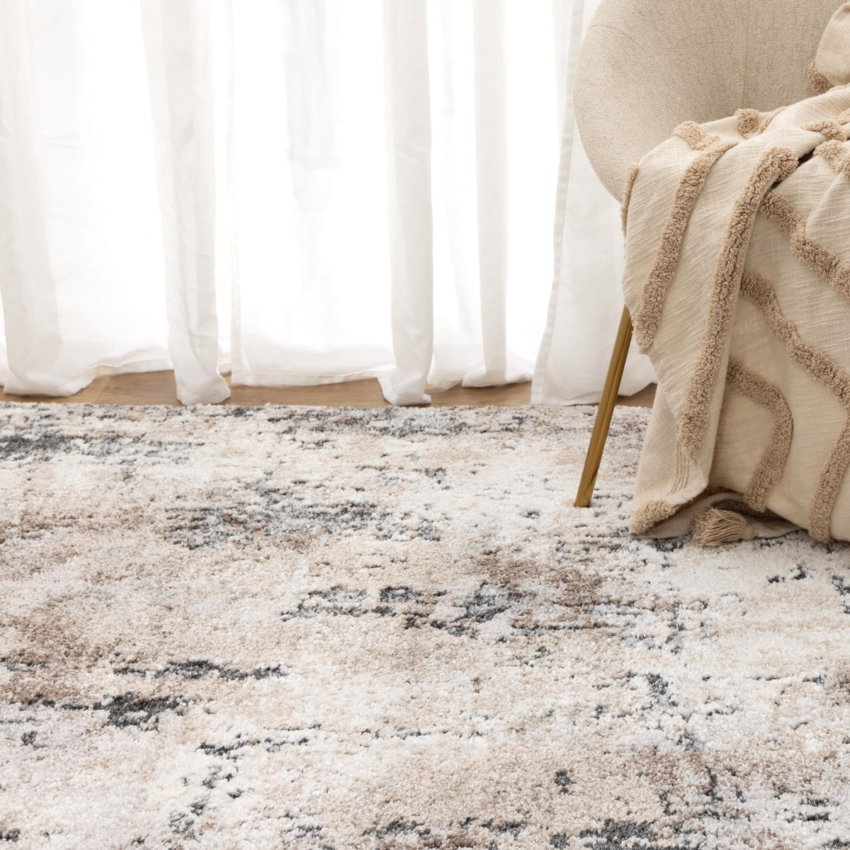 Nola Abstract Grey Beige Rug - N006 - Beige modern abstract rug from Vogue Rugs Australia