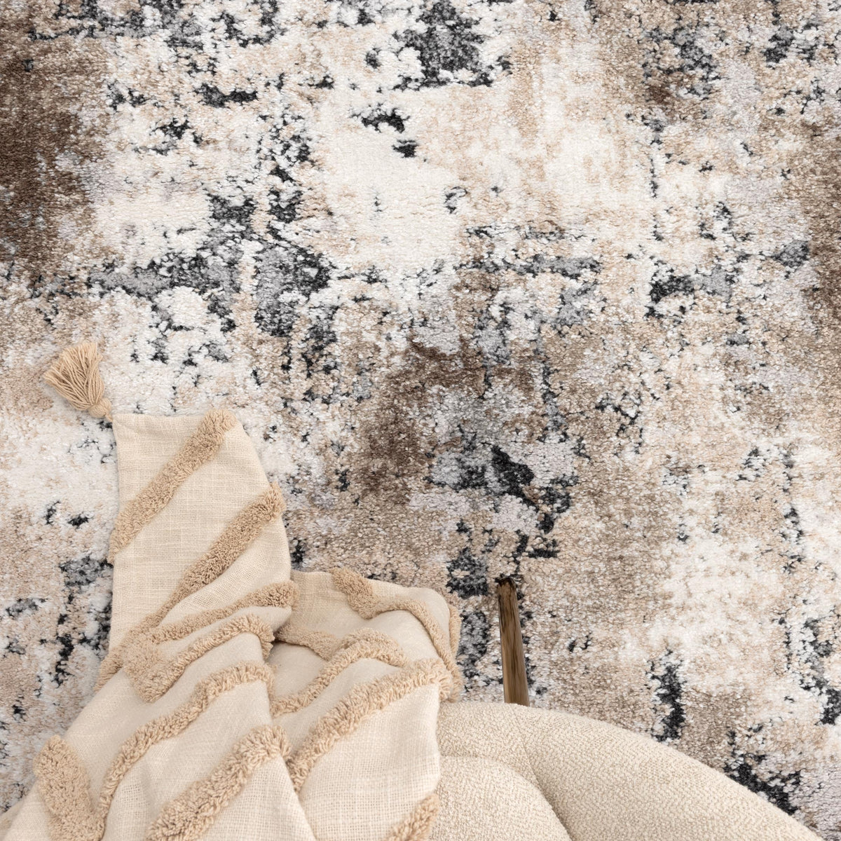 Nola Abstract Grey Beige Rug - N006 - Beige modern abstract rug from Vogue Rugs Australia