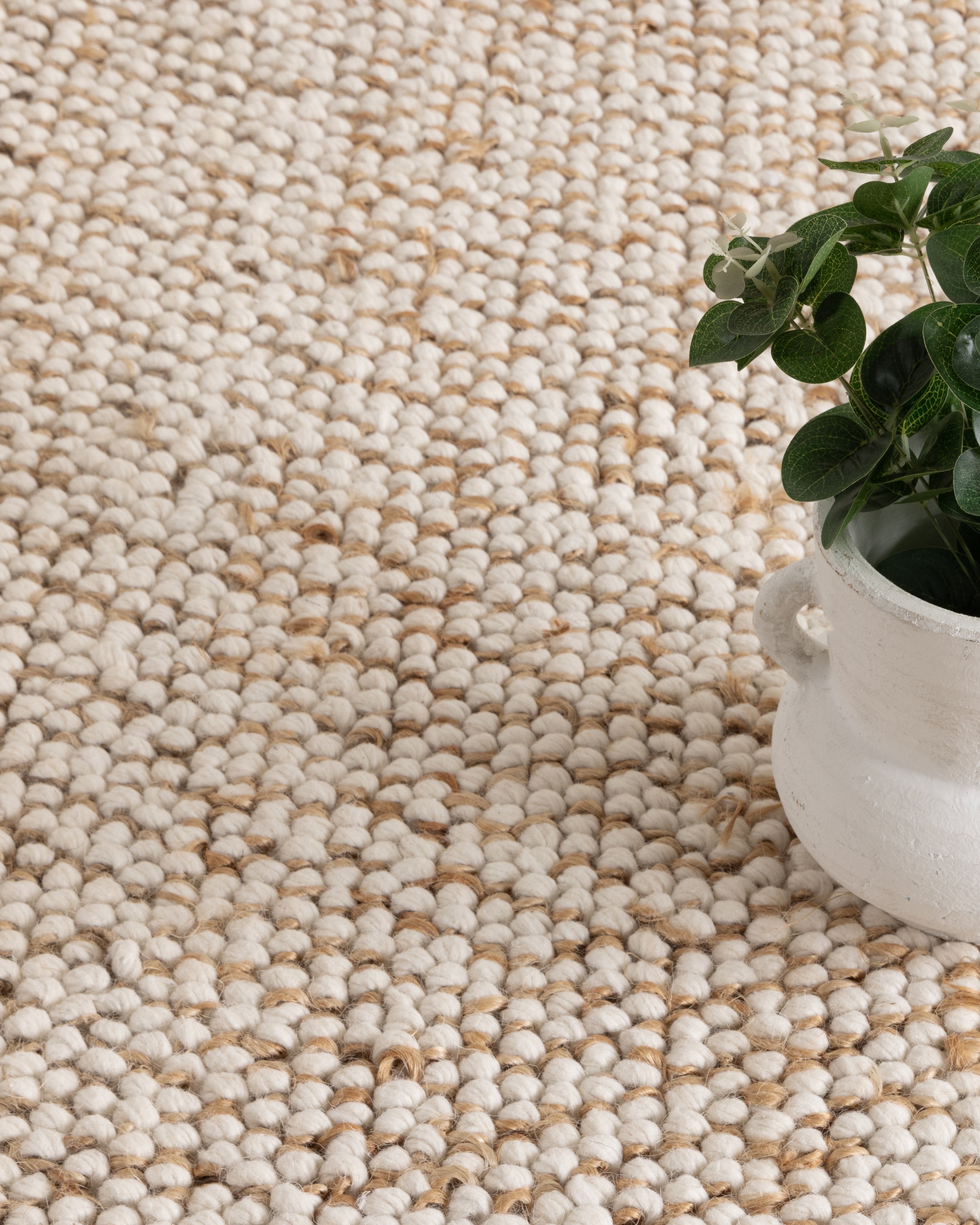 Eco Weave Plain Border Cream Beige Jute and Wool Rug - Beige area rug rug from Vogue Rugs Australia