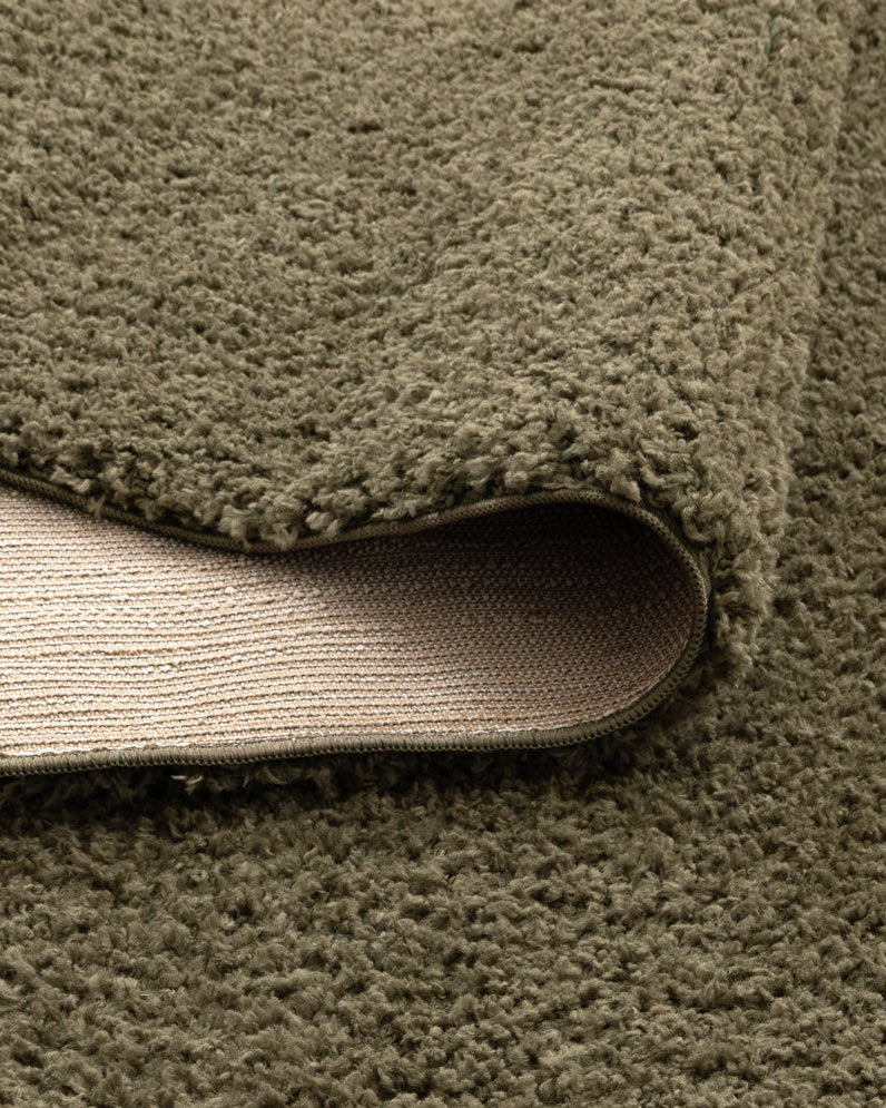 Lune Shaggy Olive Green Rug.