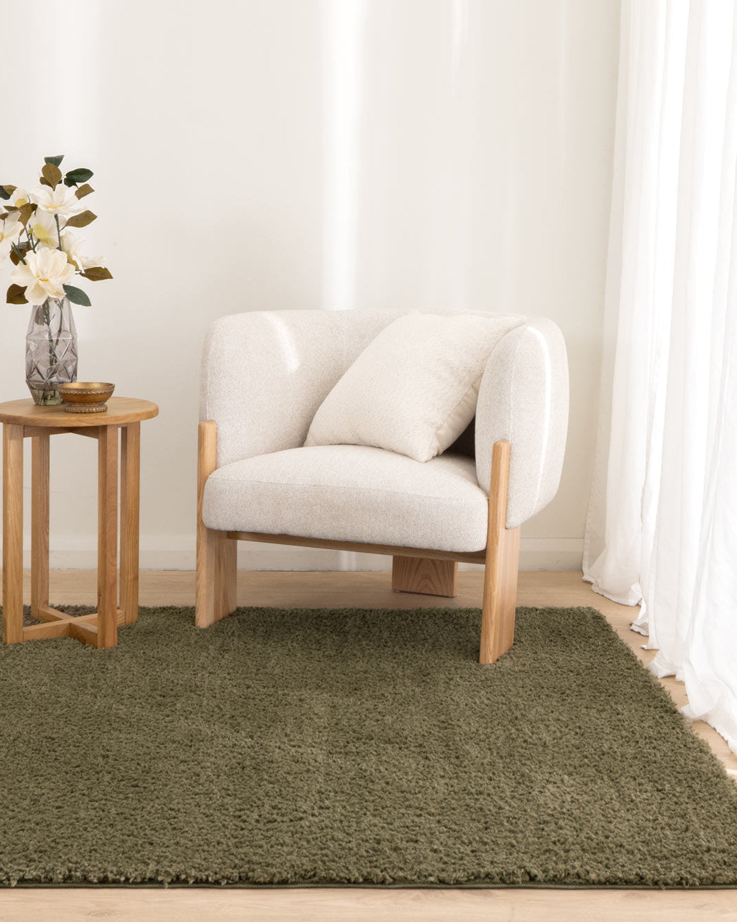 Lune Shaggy Olive Green Rug.