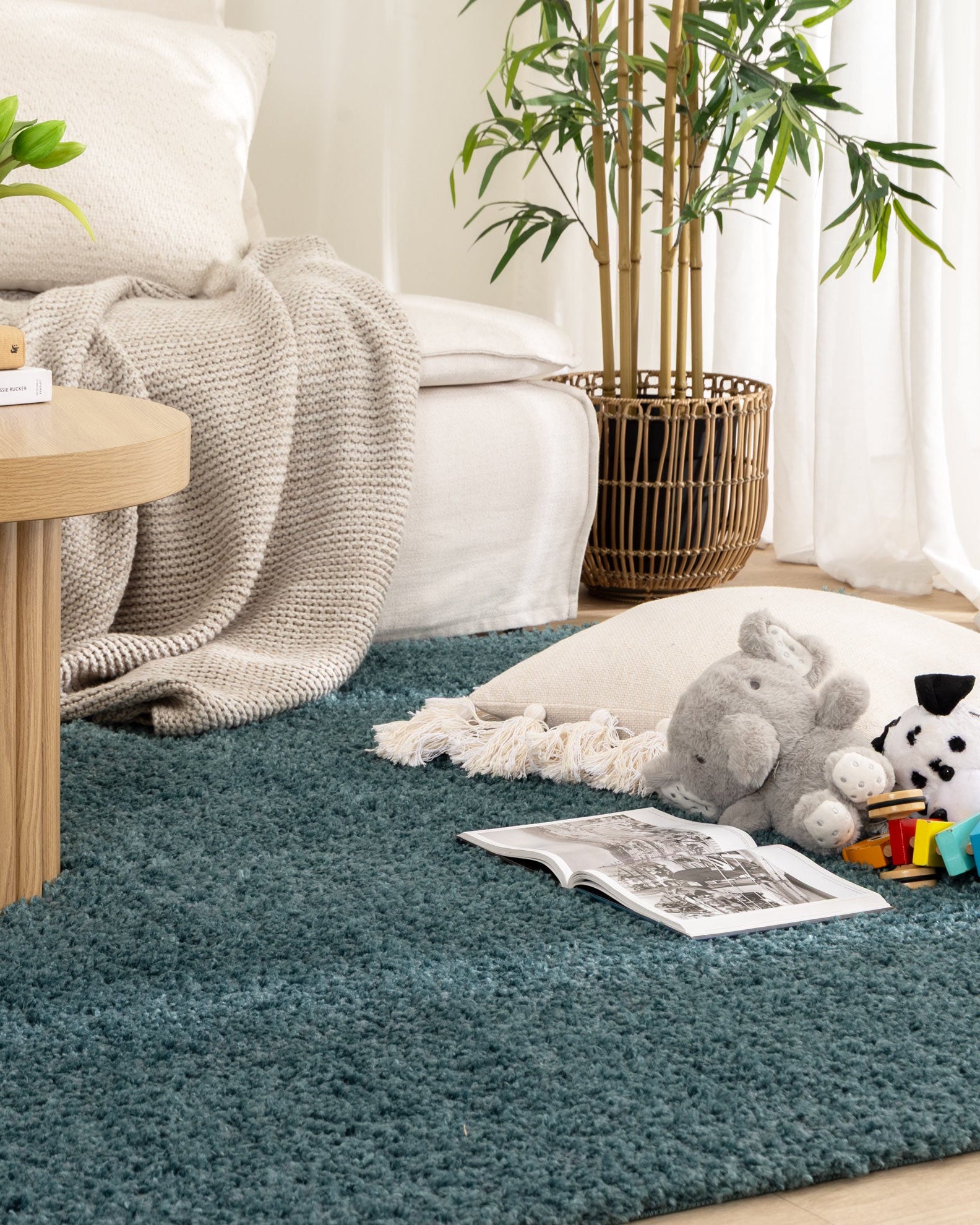 Lune Shaggy Teal Rug.