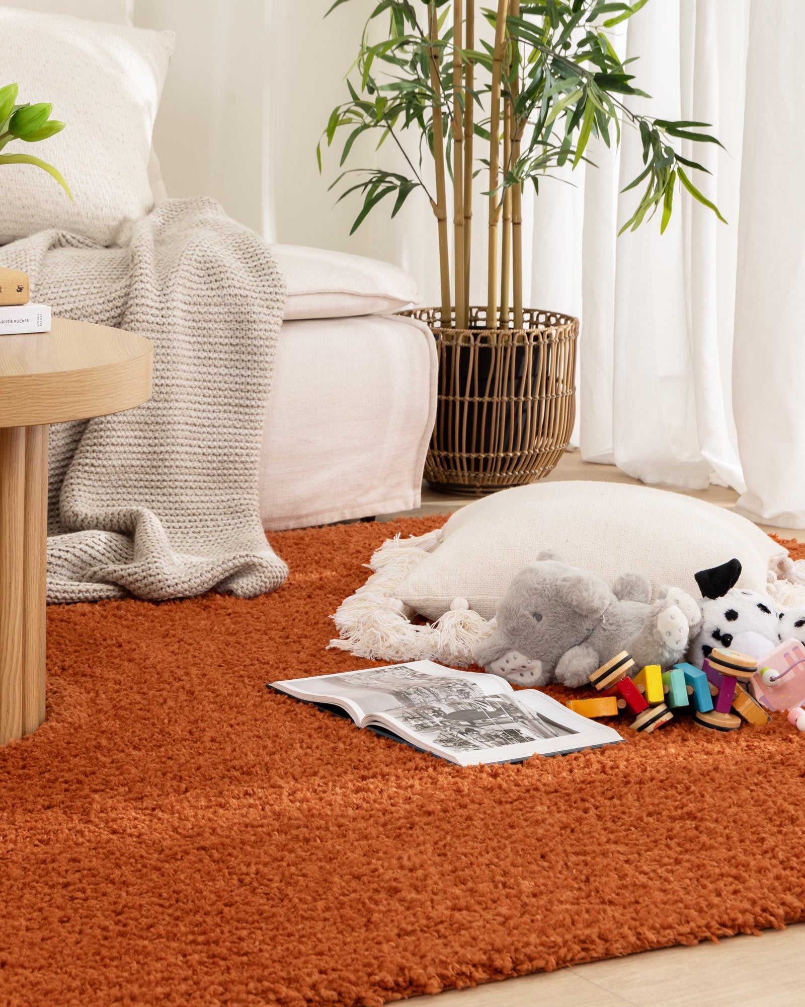 Lune Shaggy Terracotta Rug.