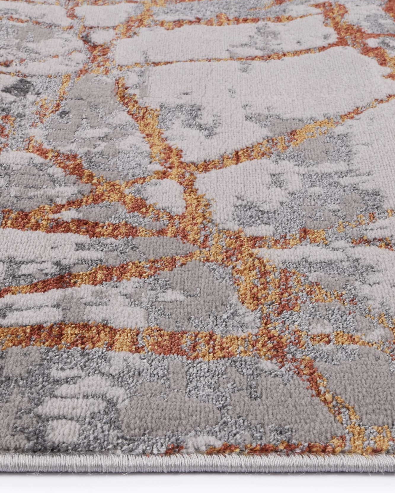 Almada Geometric Orange Rug edge