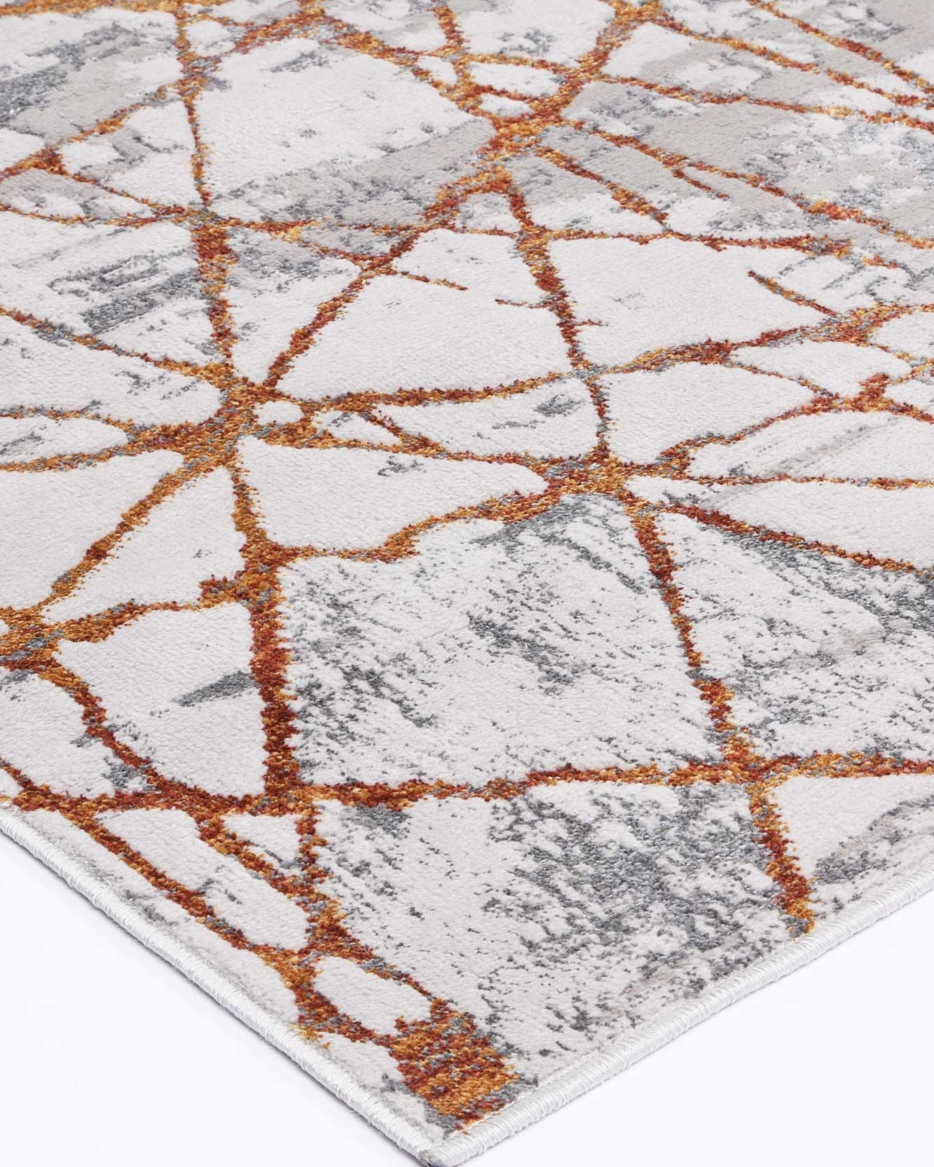 Almada Geometric Orange Rug corner