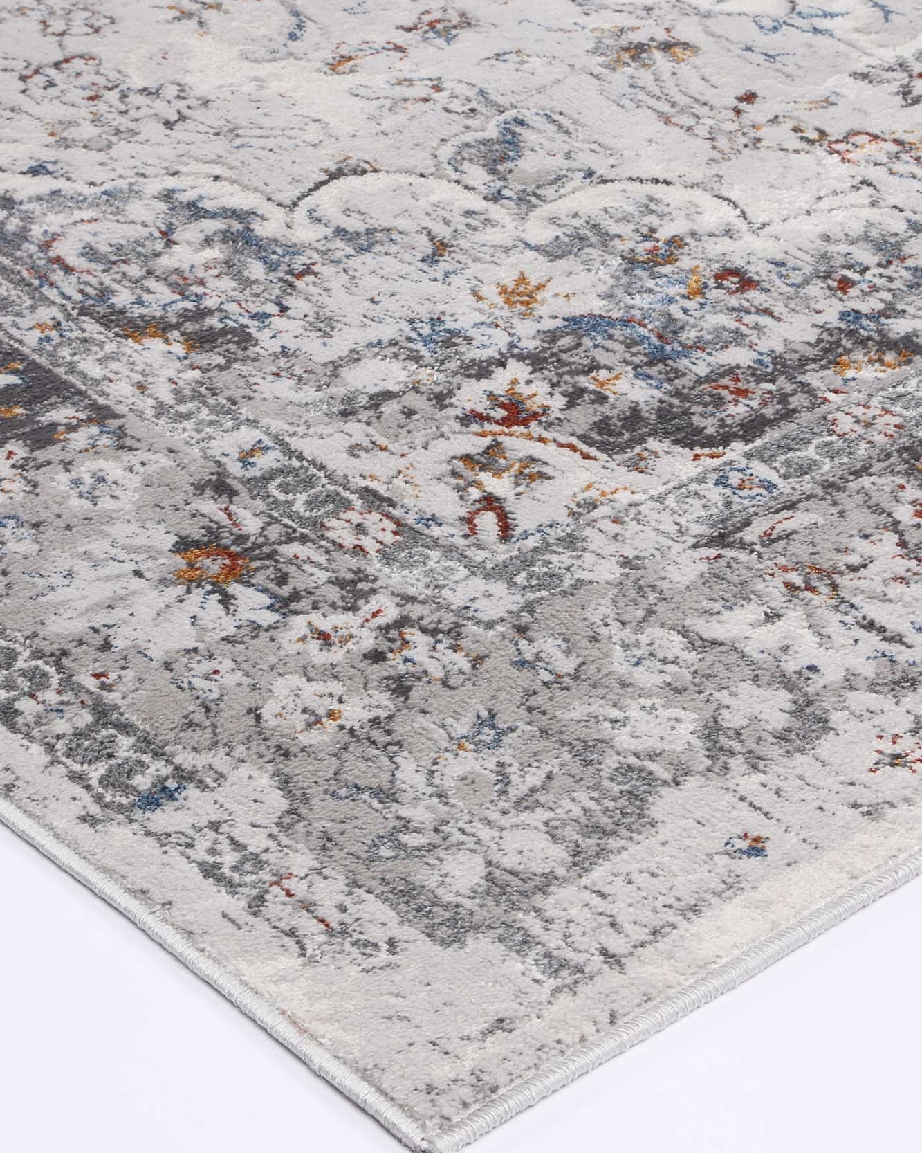 Almada ash and multicoloured Florwers transitional Rug corner