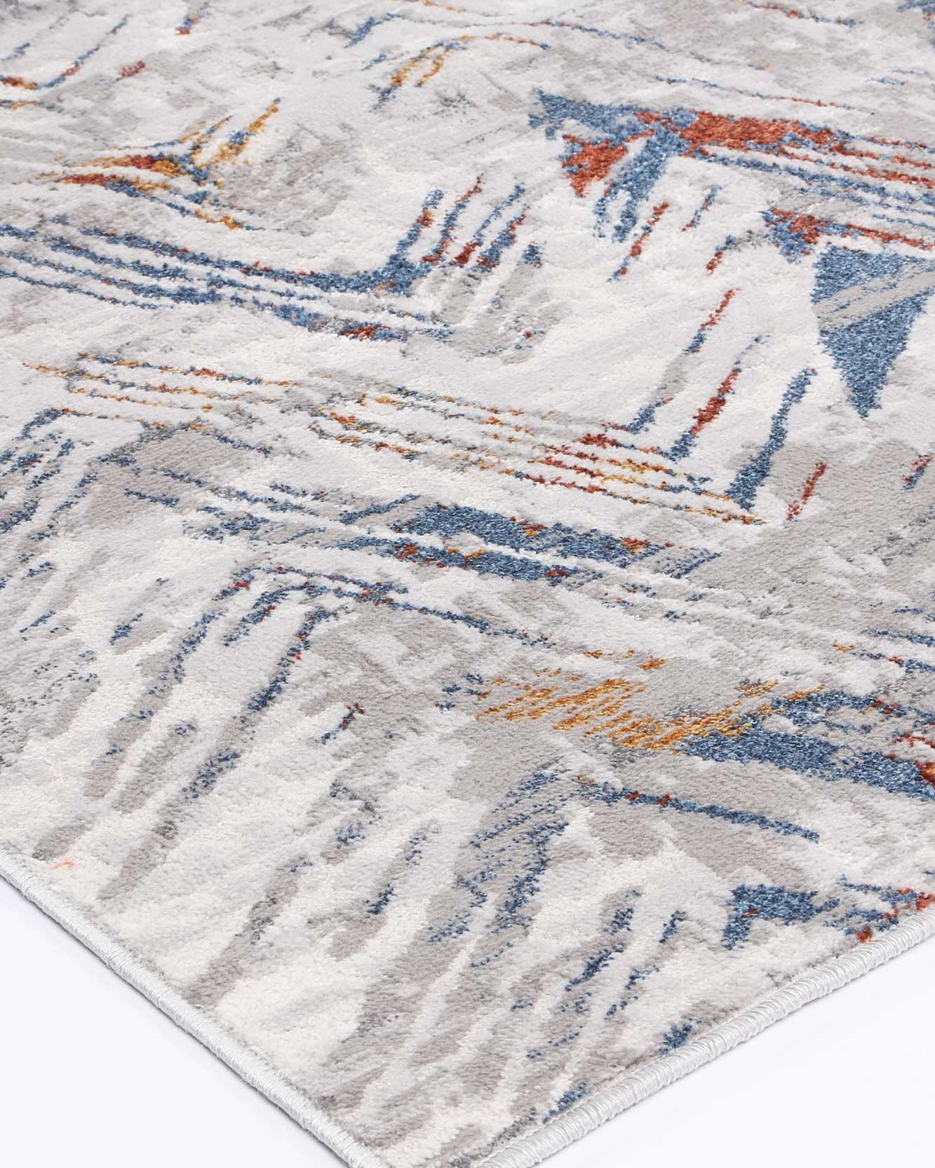 Almada silver and Multicoloured herringbone Rug conrer