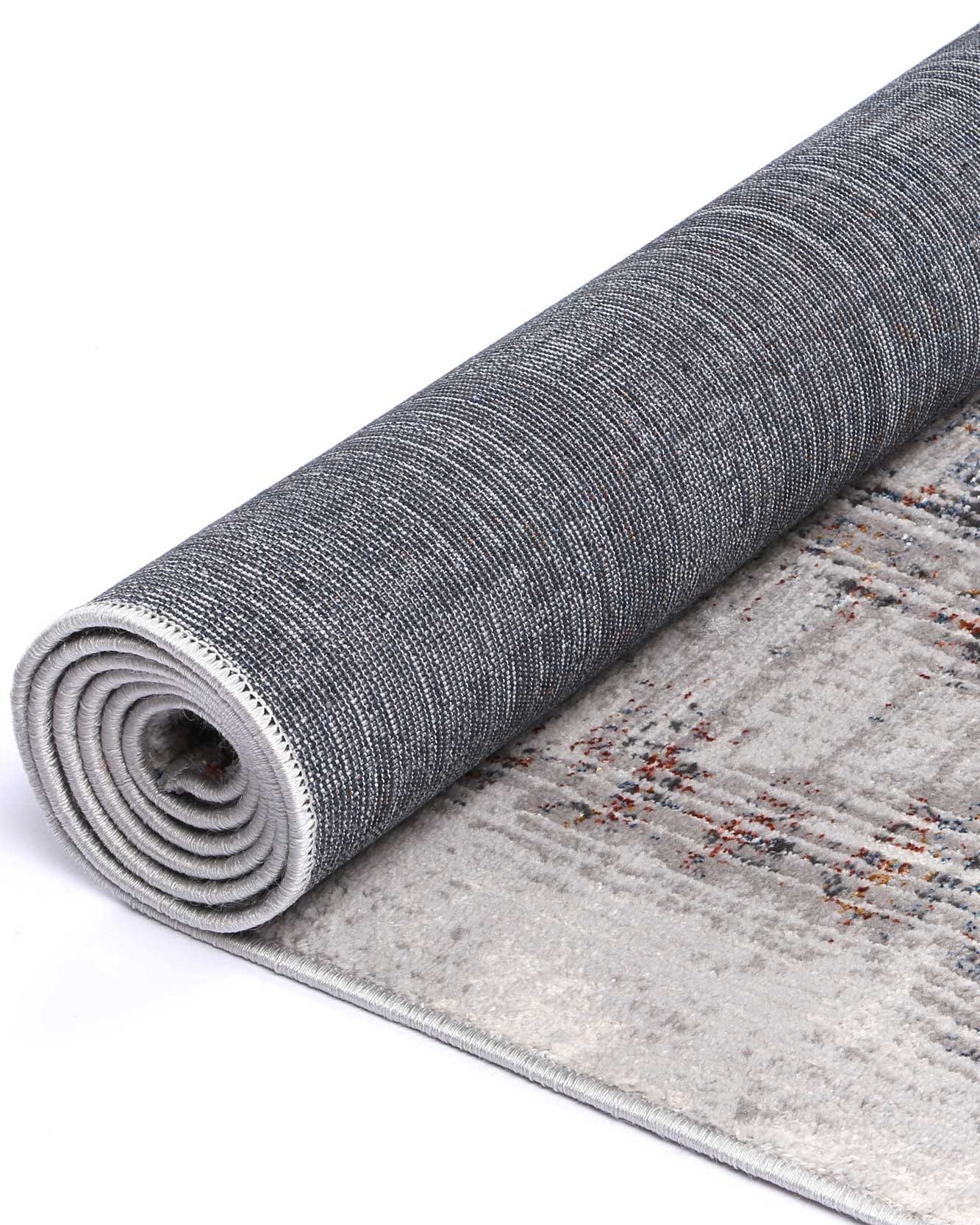 Almada silver and multicoloured Diamond Transitional Rug rolled