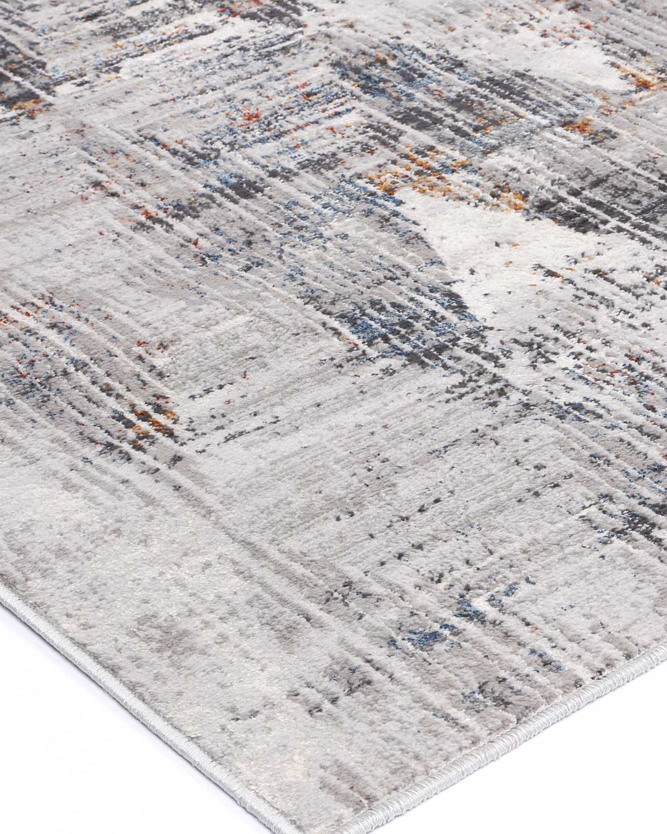 Almada silver and multicoloured Diamond Transitional Rug corner