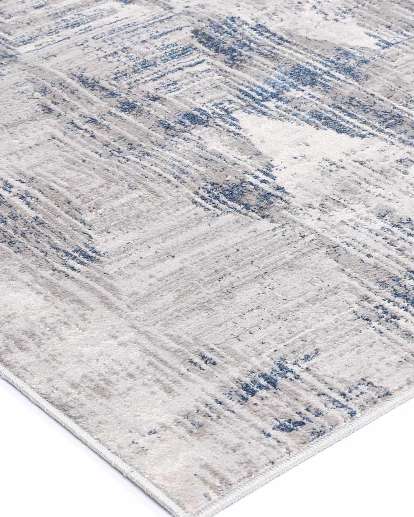 Almada indigo and ash Diamond Rug corner