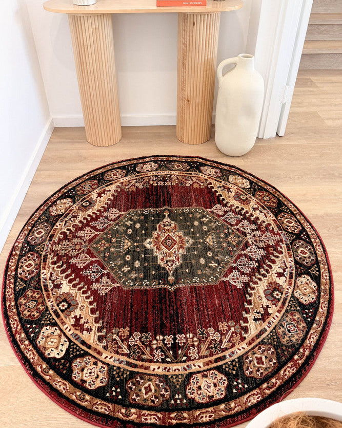 Riviera 45 Red - Red traditional rug from Vogue Rugs Australia