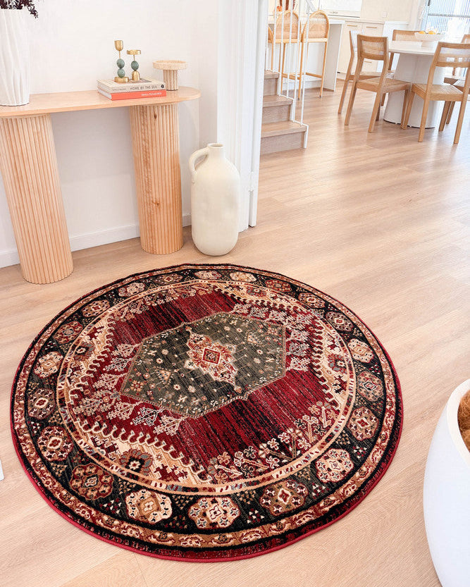 Riviera 45 Red - Red traditional rug from Vogue Rugs Australia