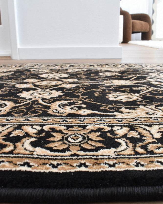 Riviera Traditional 84 Black Runner - Black traditional rug from Vogue Rugs Australia