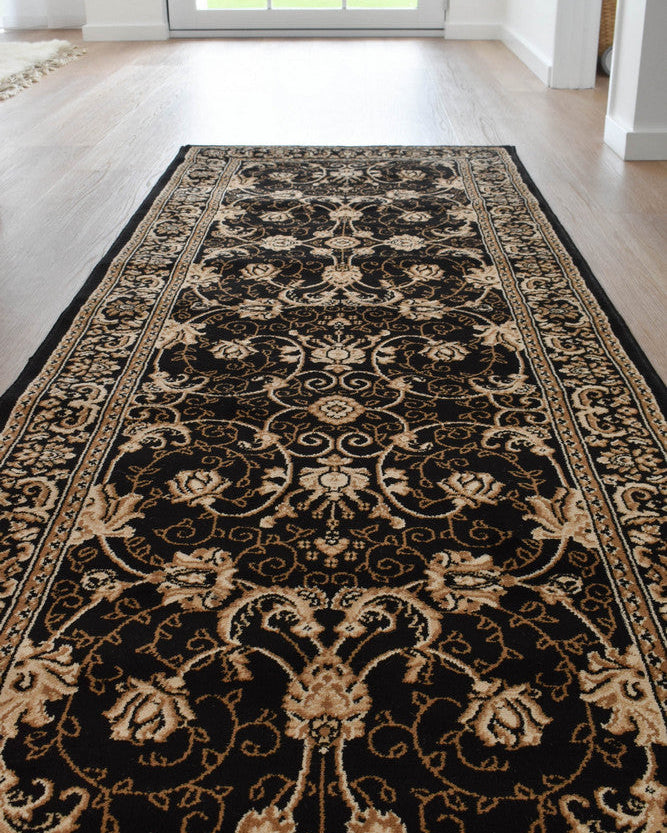 Riviera 84 Black - Black traditional rug from Vogue Rugs Australia