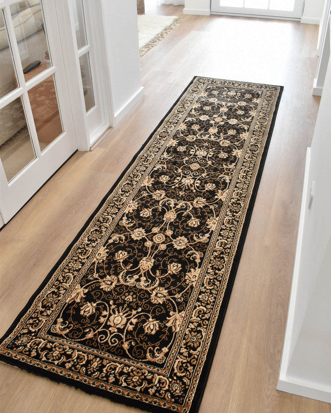 Riviera 84 Black - Black traditional rug from Vogue Rugs Australia