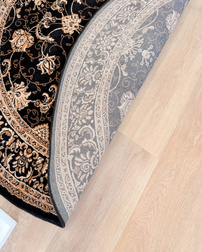 Riviera 84 Black - Black traditional rug from Vogue Rugs Australia