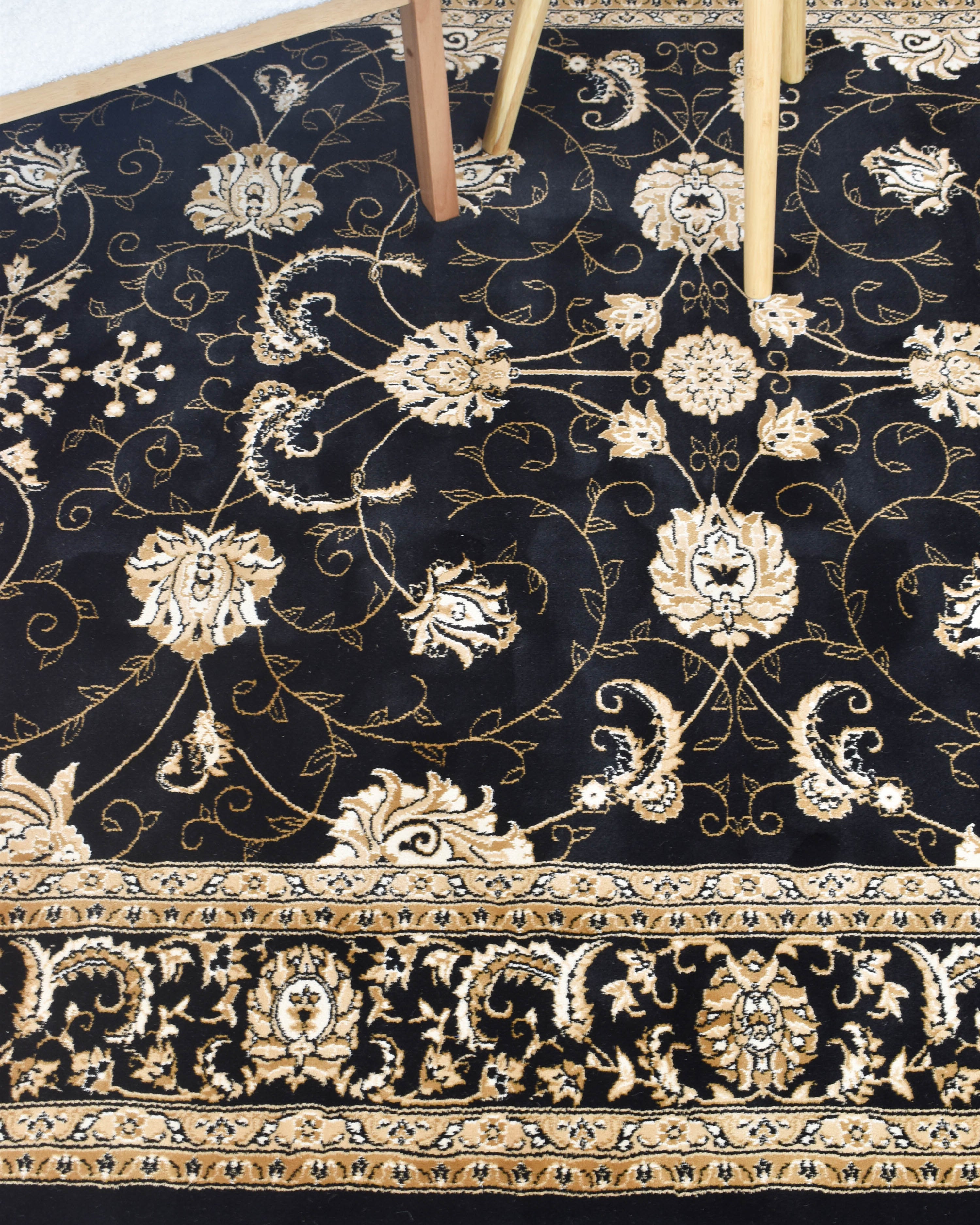 Riviera 84 Black - Black traditional rug from Vogue Rugs Australia