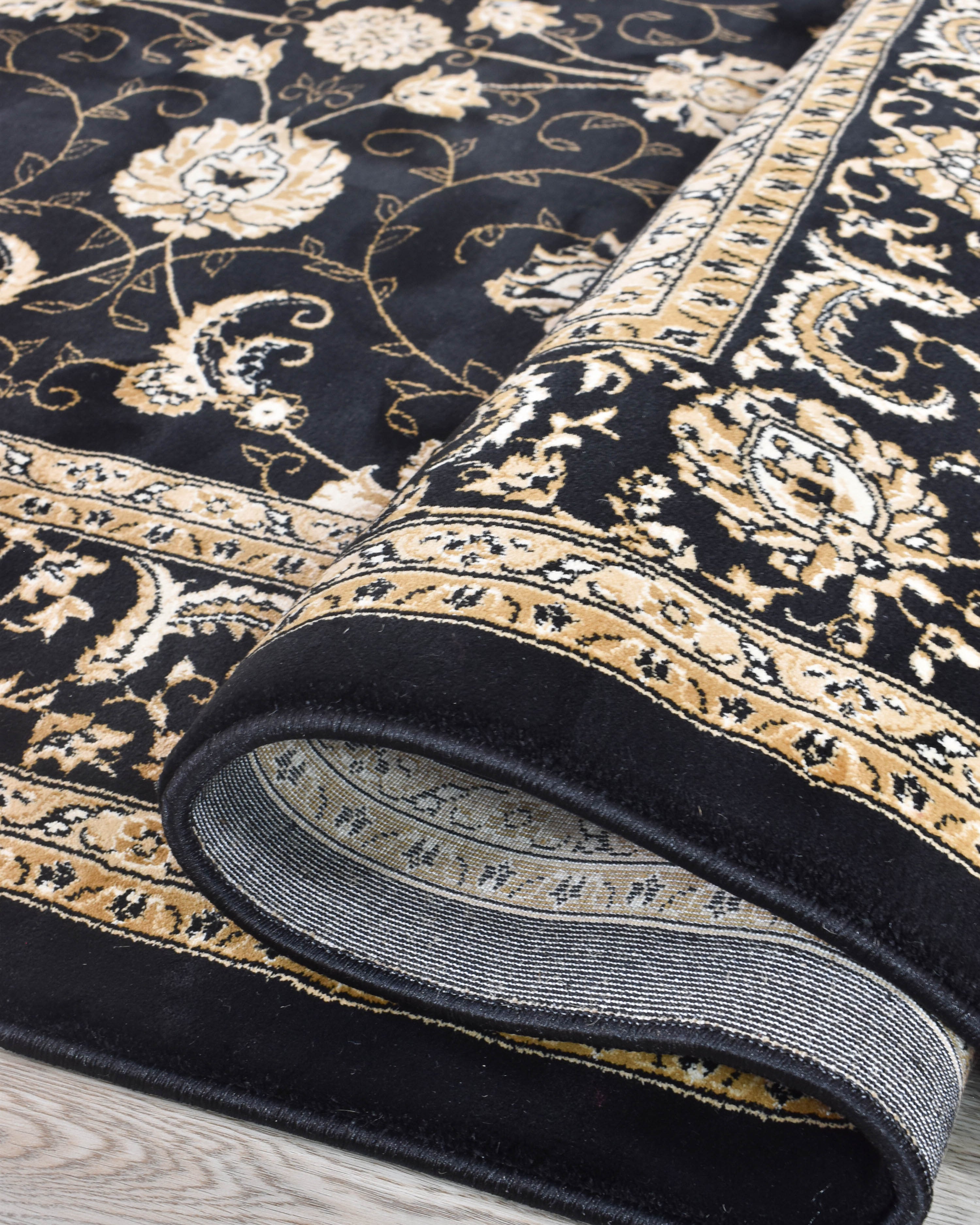 Riviera 84 Black - Black traditional rug from Vogue Rugs Australia
