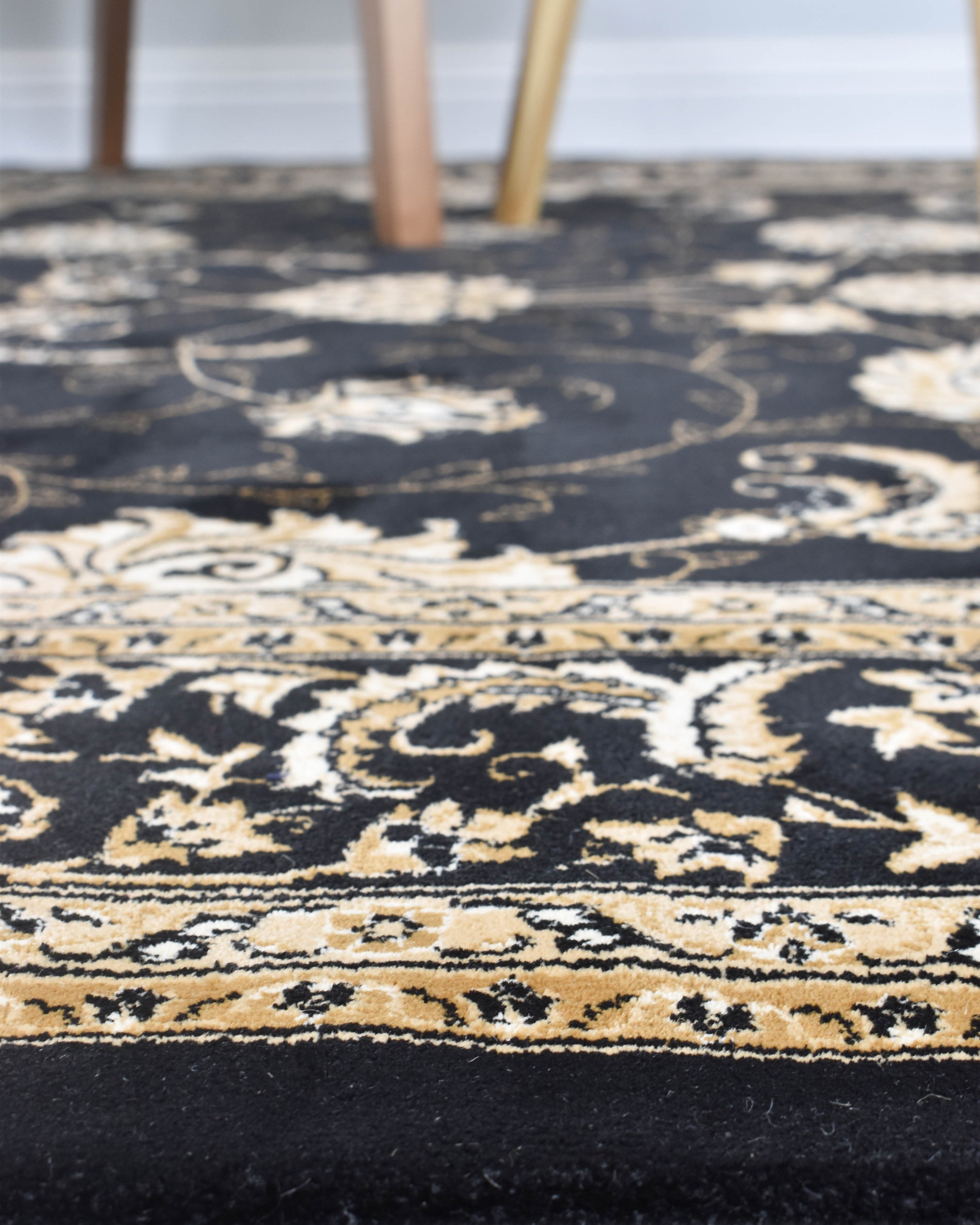 Riviera 84 Black - Black traditional rug from Vogue Rugs Australia