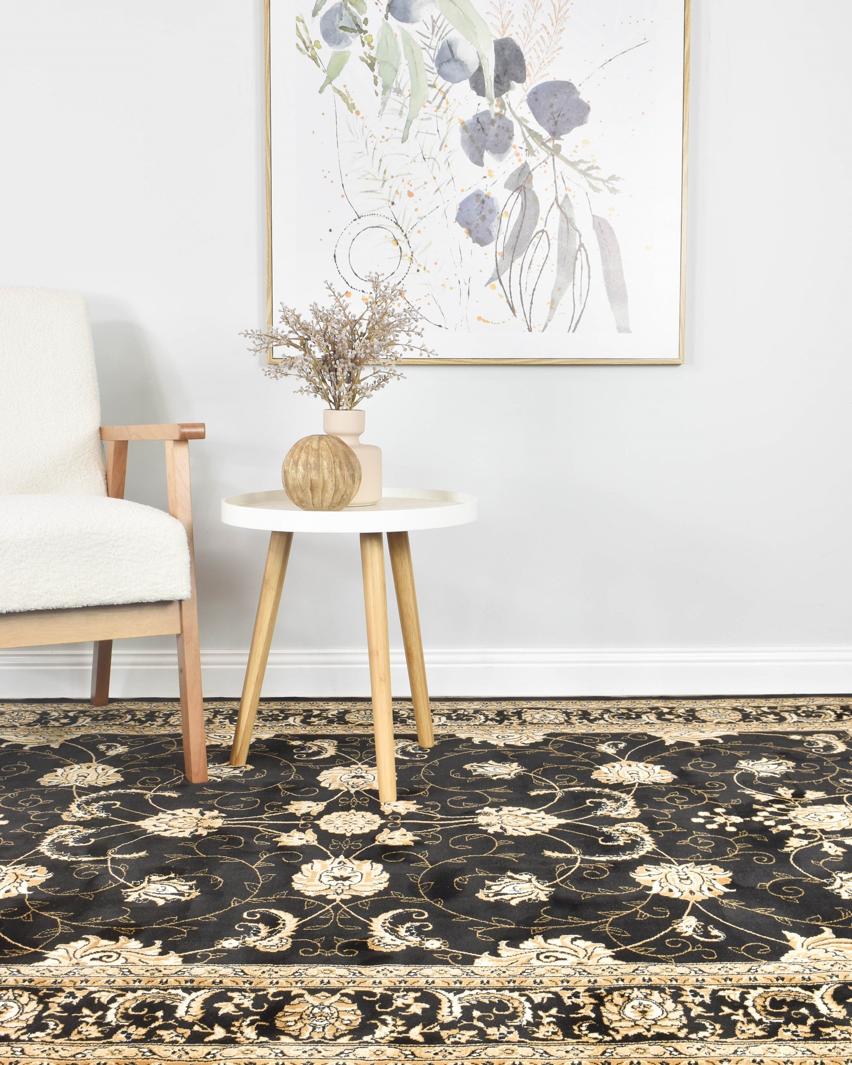 Riviera 84 Black - Black traditional rug from Vogue Rugs Australia