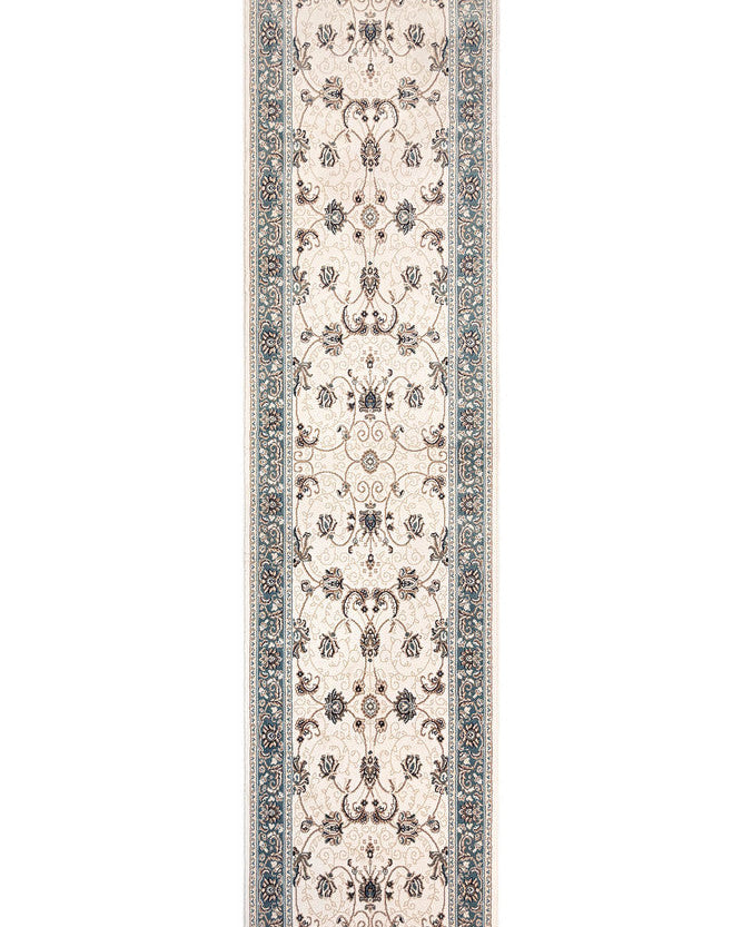 Riviera Traditional 84 Cream Blue Runner - Blue traditional rug from Vogue Rugs Australia