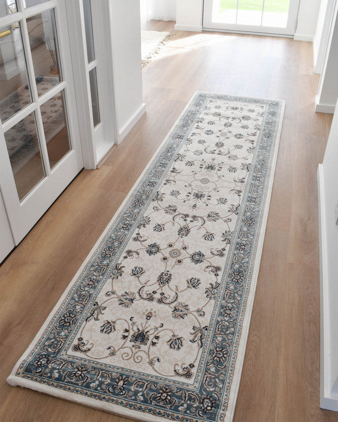 Riviera Traditional 84 Cream Blue - Blue traditional rug from Vogue Rugs Australia