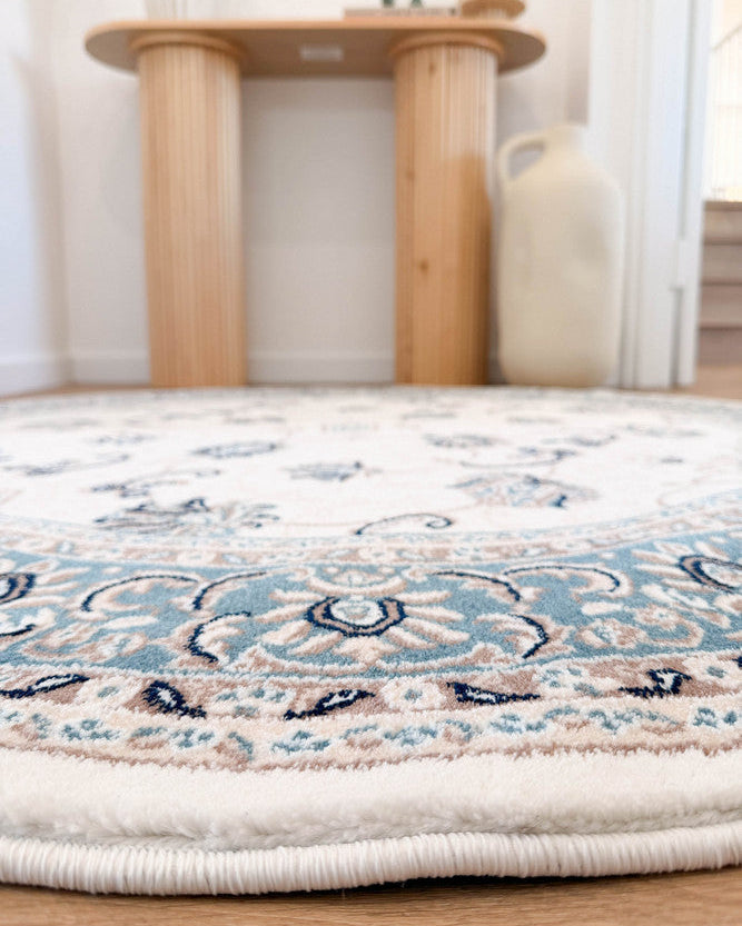 Riviera Traditional 84 Cream Blue - Blue traditional rug from Vogue Rugs Australia