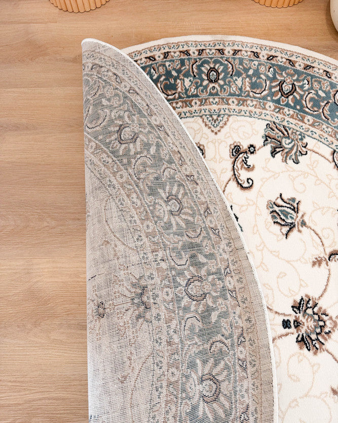 Riviera Traditional 84 Cream Blue - Blue traditional rug from Vogue Rugs Australia