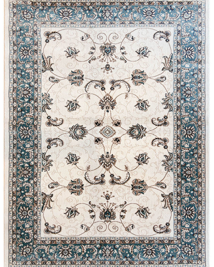 Riviera Traditional 84 Cream Blue - Blue traditional rug from Vogue Rugs Australia