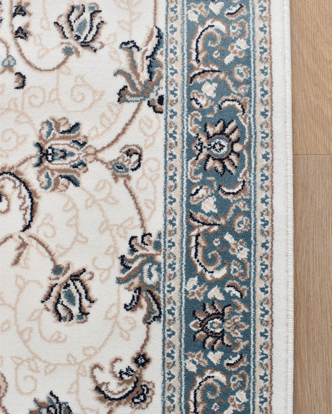 Riviera Traditional 84 Cream Blue - Blue traditional rug from Vogue Rugs Australia