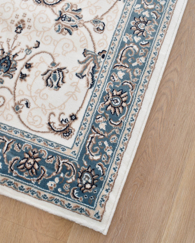 Riviera Traditional 84 Cream Blue - Blue traditional rug from Vogue Rugs Australia