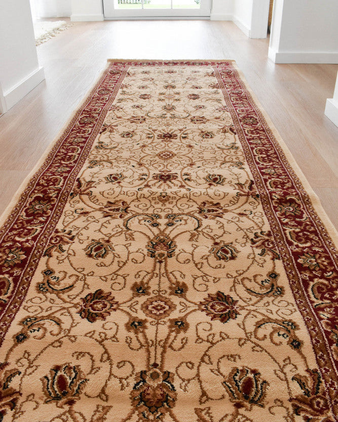 Riviera Traditional 84 Cream Runner - Cream traditional rug from Vogue Rugs Australia