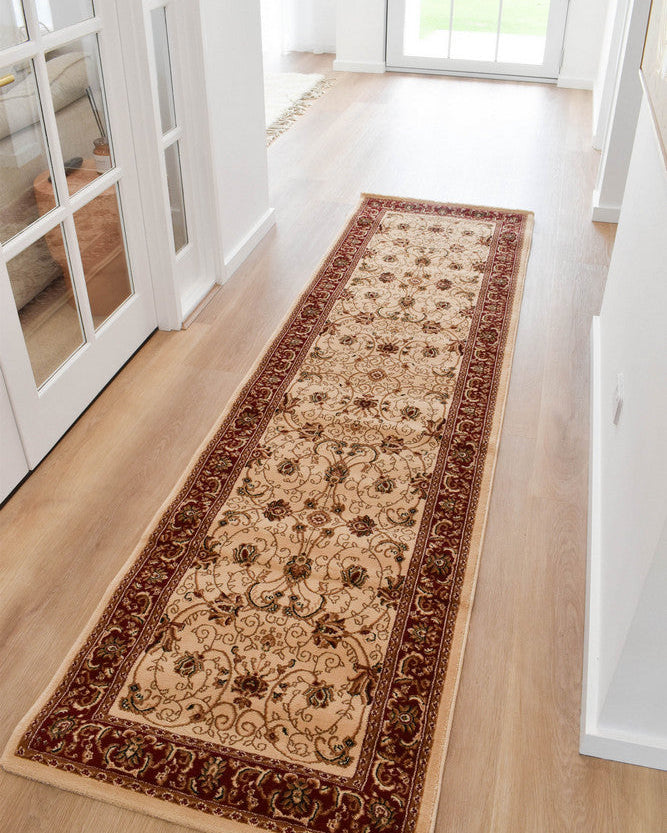 Riviera Traditional 84 Cream Runner - Cream traditional rug from Vogue Rugs Australia