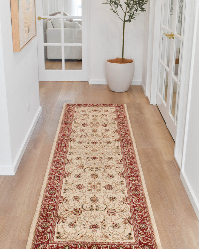 Riviera Traditional 84 Cream Runner - Cream traditional rug from Vogue Rugs Australia