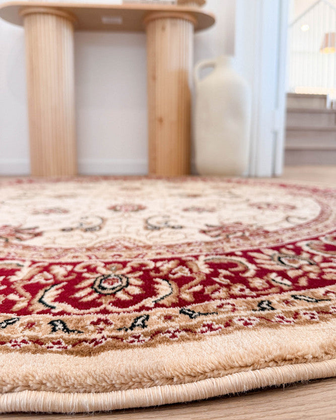 Riviera 84 Cream Red - Cream traditional rug from Vogue Rugs Australia
