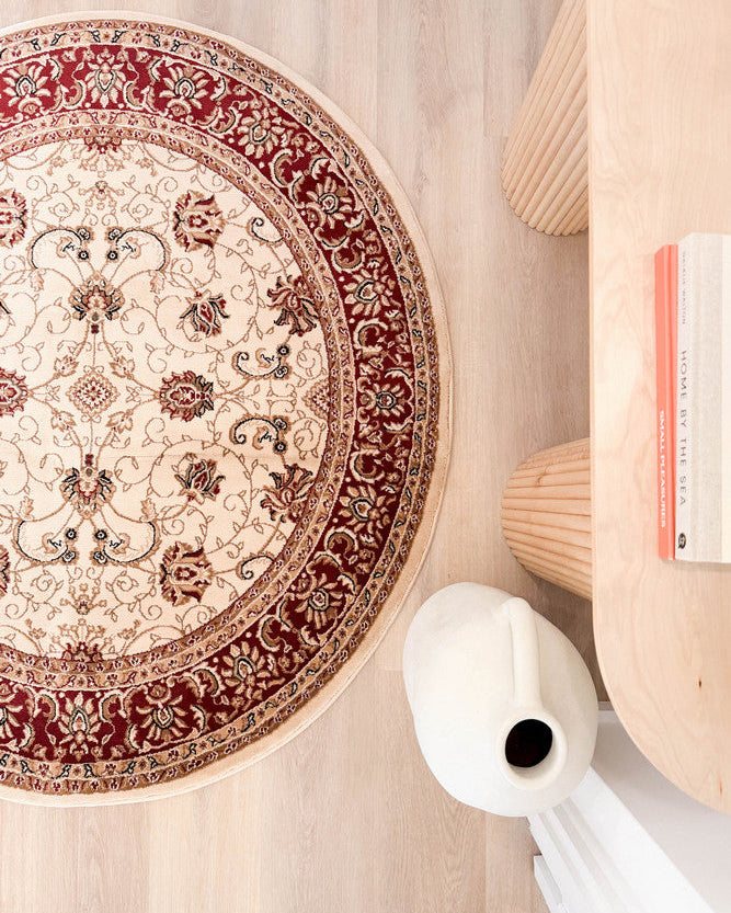 Riviera 84 Cream Red - Cream traditional rug from Vogue Rugs Australia