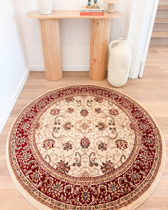 Riviera 84 Cream Red - Cream traditional rug from Vogue Rugs Australia