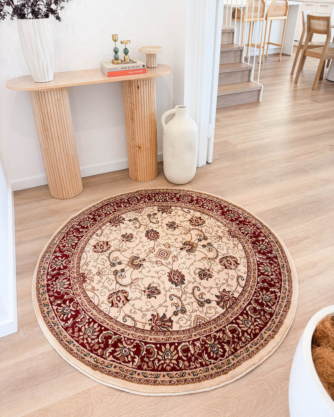 Riviera 84 Cream Red - Cream traditional rug from Vogue Rugs Australia