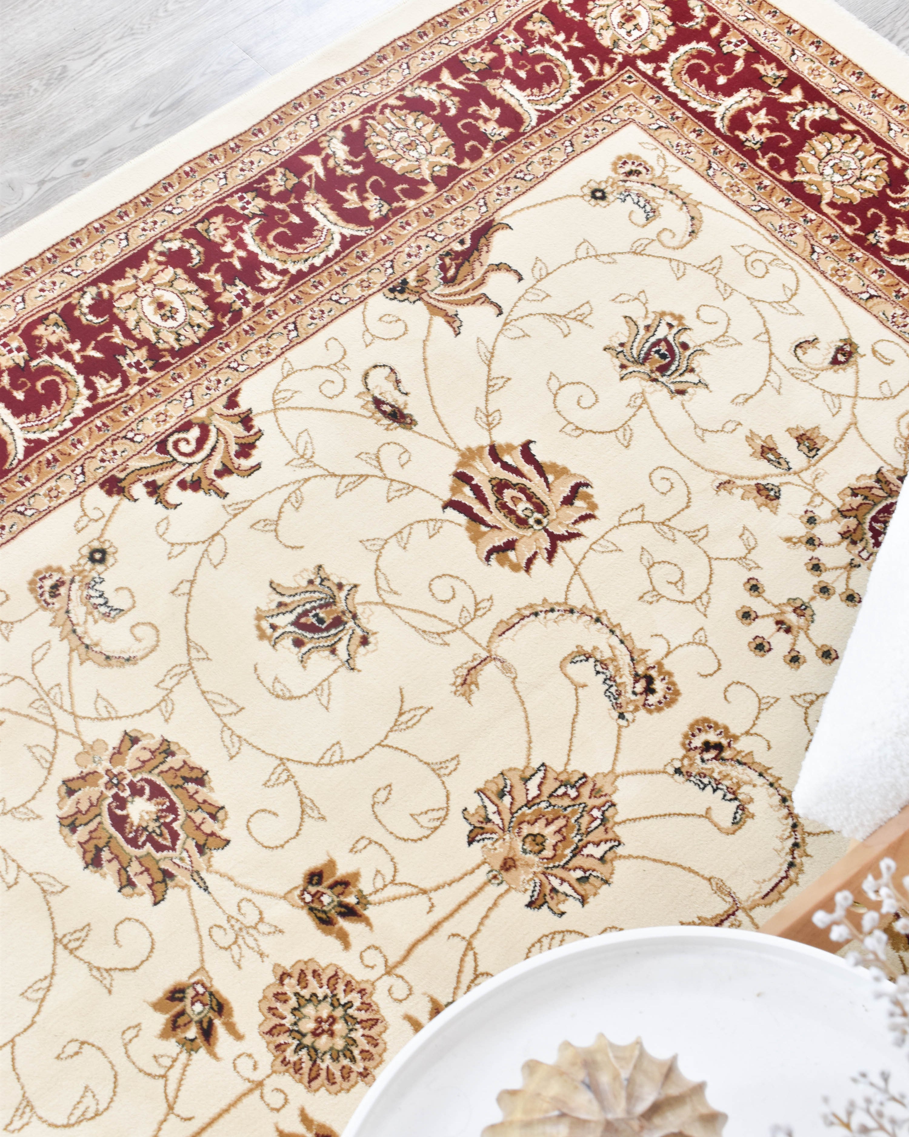 Riviera 84 Cream Red - Cream traditional rug from Vogue Rugs Australia