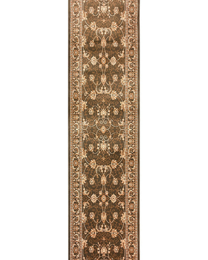 Riviera Traditional 84 Green Runner - Cream traditional rug from Vogue Rugs Australia