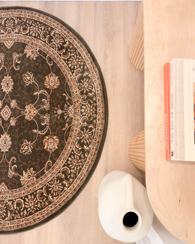 Riviera 84 Green - Cream traditional rug from Vogue Rugs Australia