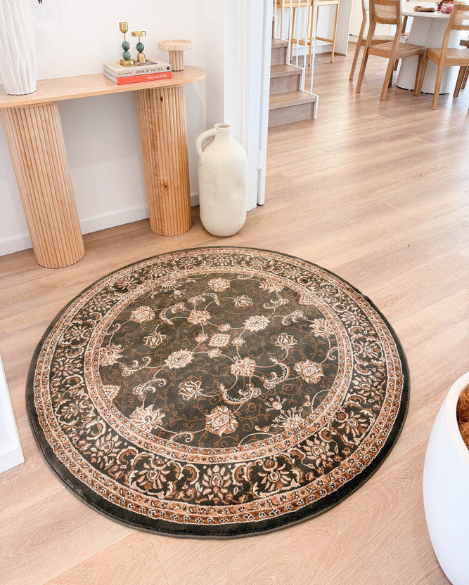 Riviera 84 Green - Cream traditional rug from Vogue Rugs Australia