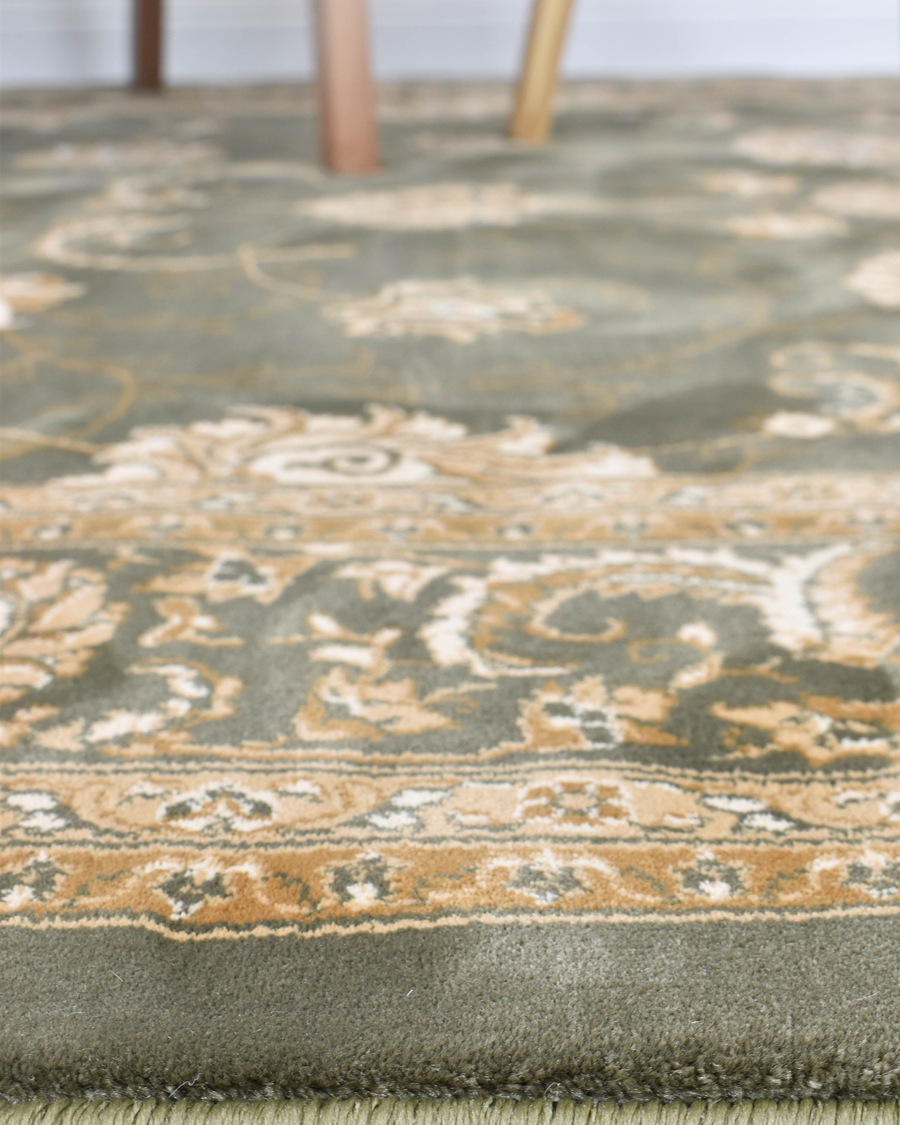 Riviera 84 Green - Cream traditional rug from Vogue Rugs Australia