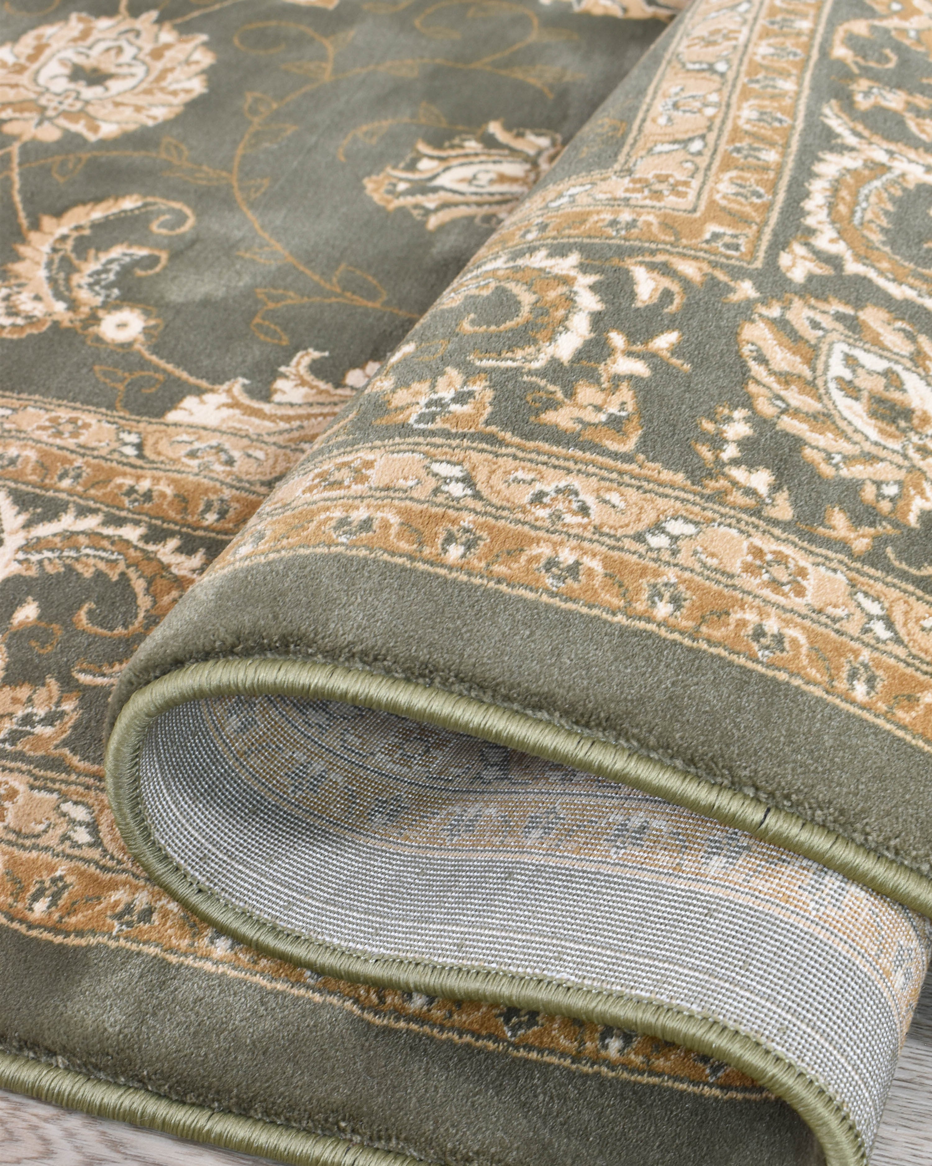 Riviera 84 Green - Cream traditional rug from Vogue Rugs Australia