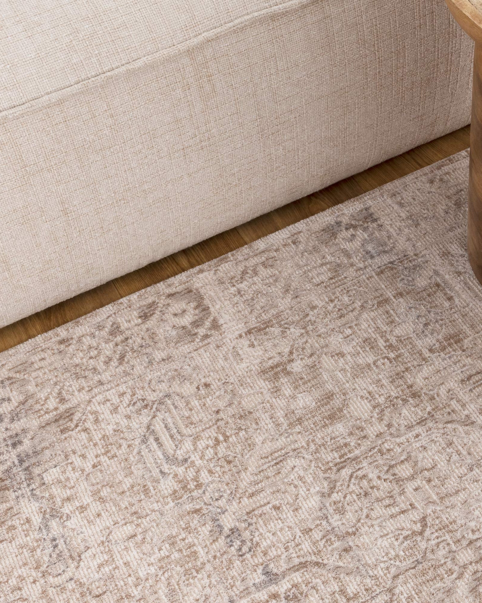 Solenne Beige & Blue Distressed Vintage Rug - S100 - Beige vintage rug from Vogue Rugs Australia
